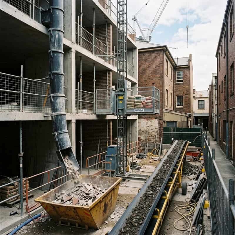 How to Plan Material Flow on a Tight Sydney Site: Conveyors, Hoists and Chutes Working Together